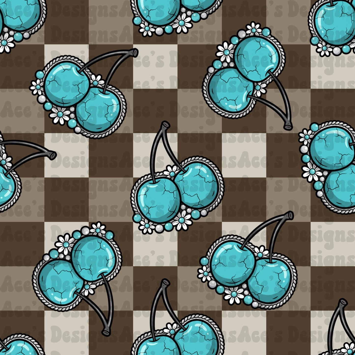 Turquise Cherries Seamless File