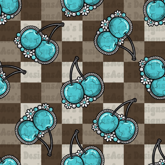 Turquise Cherries Seamless File