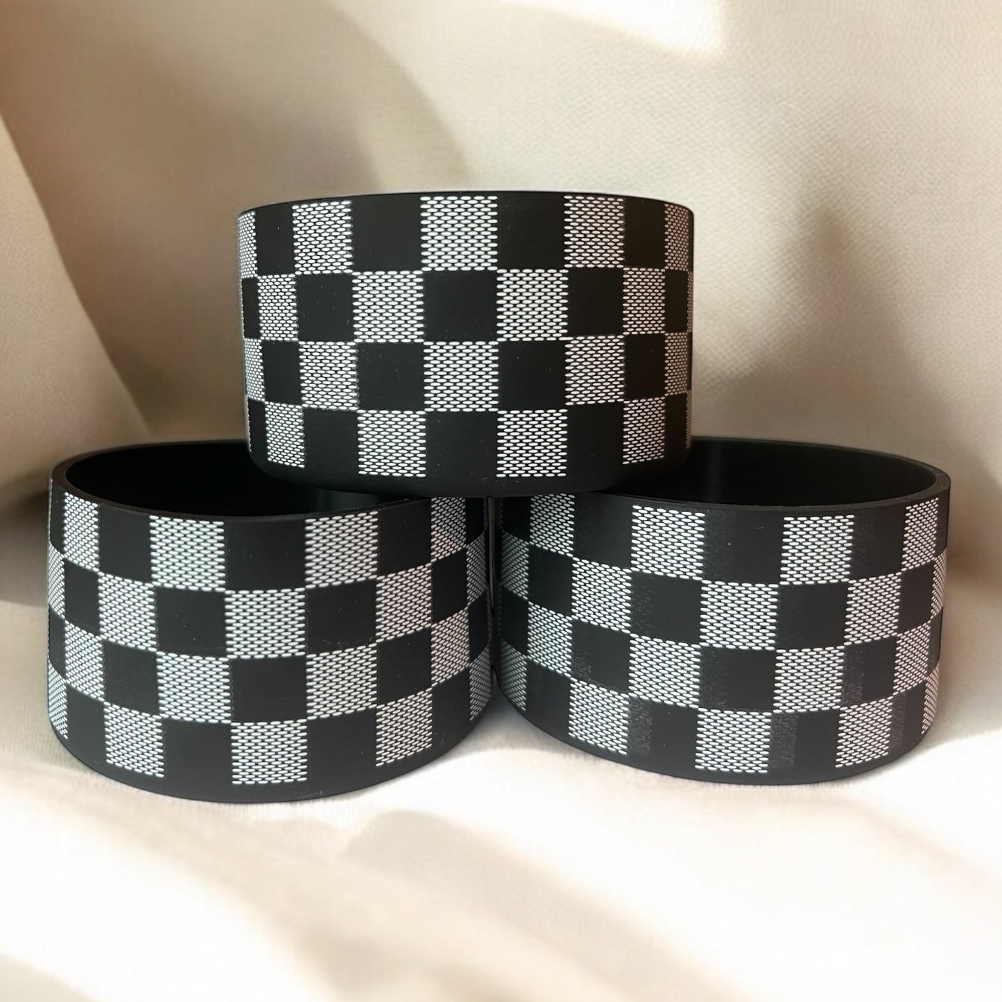 Black Checkerboard Silicone Tumbler Boot