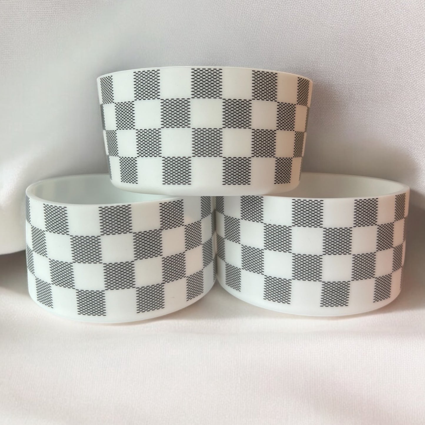 White Checkerboard Silicone Tumbler Boot