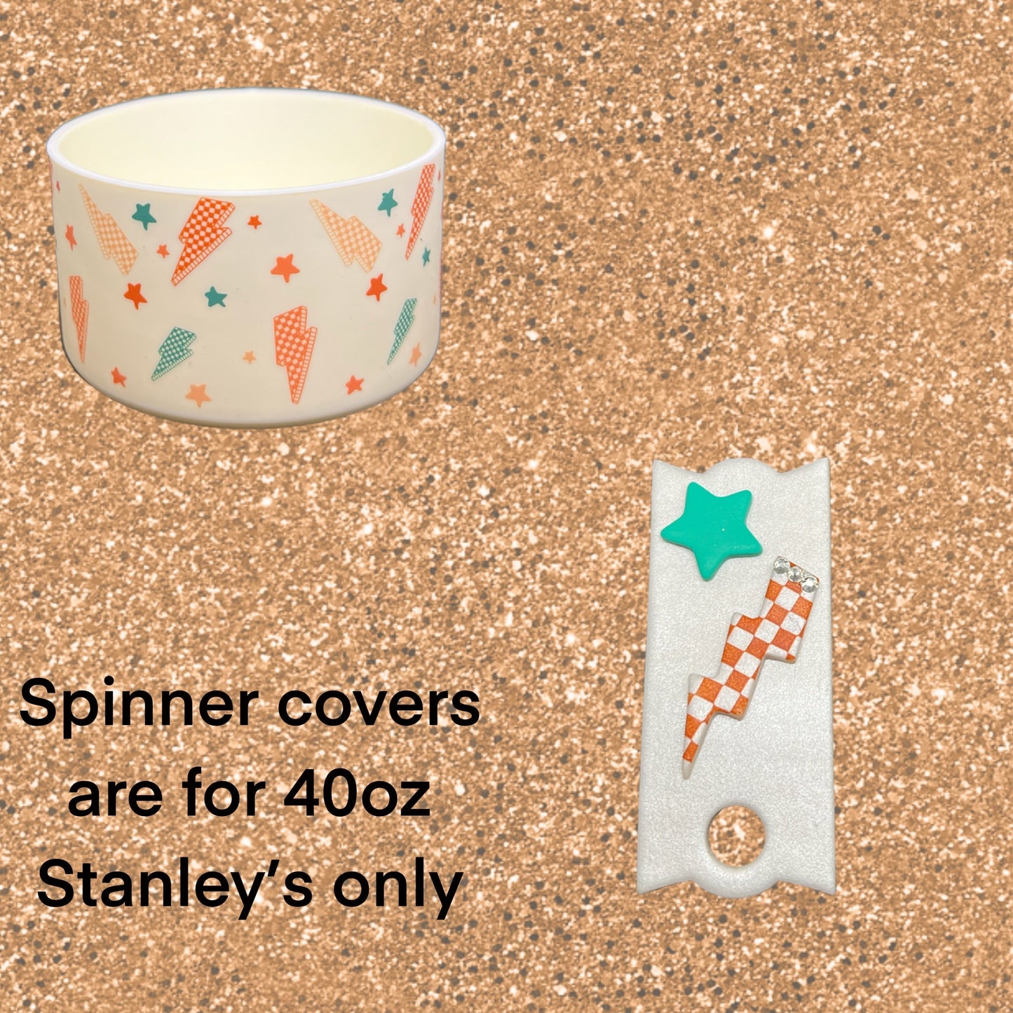 Lightning Bolt Accessory Bundle - Includes Silicone Tumbler Boot and 40oz Stanley Spinner Cover